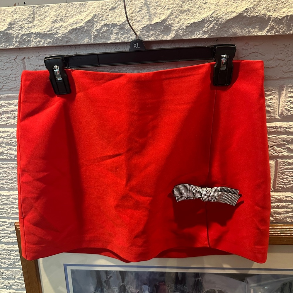 Sincerely Jules Vibrant Red Mini Skirt with Bow Detail